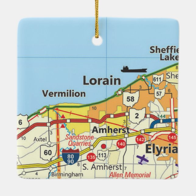 Ornement En Céramique Carte routière de Lorain Ohio (Dos)