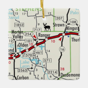 Ornement En Céramique Carte routière Ranger TX