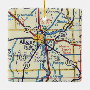 Ornement En Céramique Carte routière Vintage Albany Georgia
