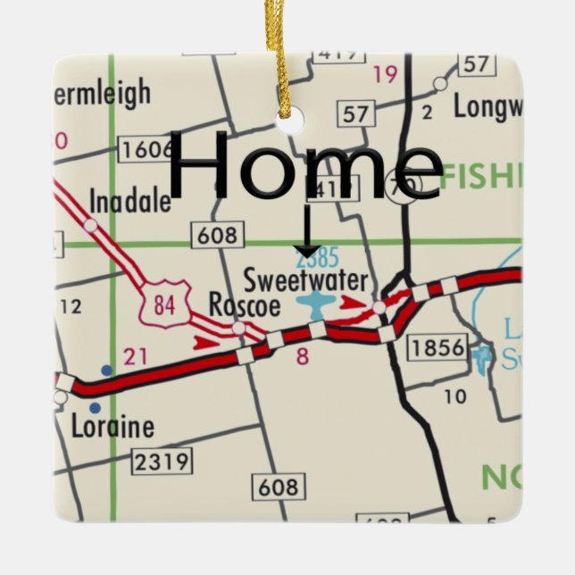 Ornement En Céramique Carte Sweetwater TX (Devant)
