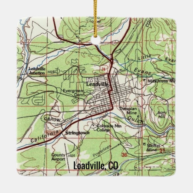 Ornement En Céramique Carte topo de Leadville Colorado (Dos)
