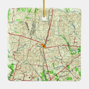 Ornement En Céramique Carte topologique de Shiner TX