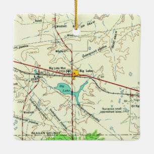 Ornement En Céramique Carte topologique du Big Lake TX