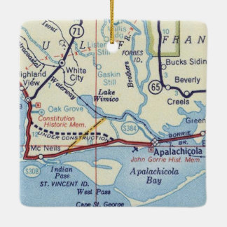 Ornement En Céramique Carte Vintage Apalachicola