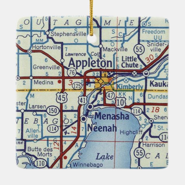 Ornement En Céramique Carte Vintage Appleton WI (Dos)