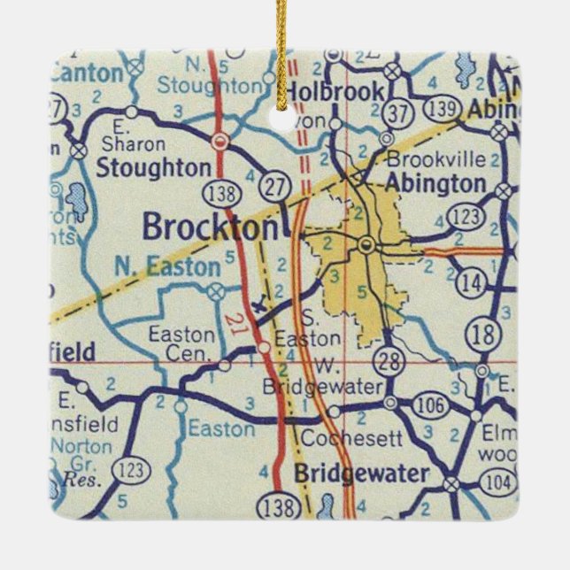 Ornement En Céramique Carte Vintage Brockton MA (Dos)