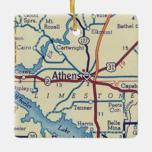 Ornement En Céramique Carte Vintage d'Athènes