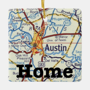 Ornement En Céramique Carte Vintage d'Austin Texas
