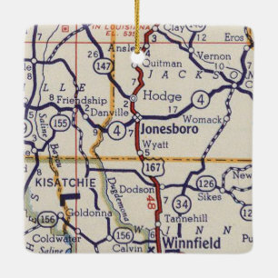 Ornement En Céramique Carte Vintage de Jonesboro LA
