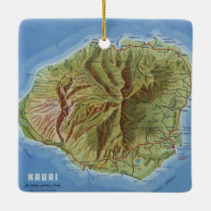 Ornement En Céramique Carte Vintage de Kauai