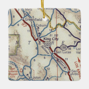 Ornement En Céramique Carte Vintage de King City CA