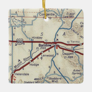 Ornement En Céramique Carte Vintage de l'AC Barstow