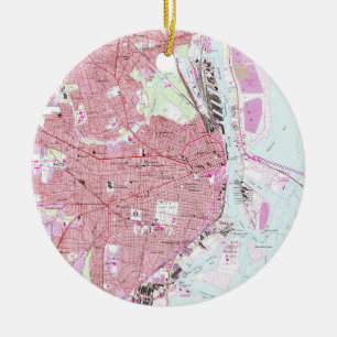 Ornement En Céramique Carte vintage de l'Alabama mobile (1953)