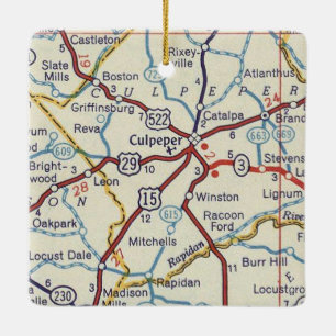 Ornement En Céramique Carte Vintage de l'AV de Culper