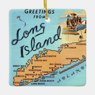 Ornement En Céramique Carte vintage de Long Island