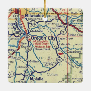 Ornement En Céramique Carte Vintage de l'Oregon