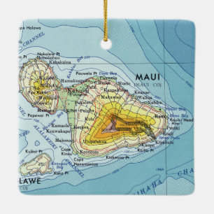 Ornement En Céramique Carte Vintage de Maui