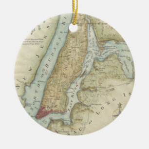 Ornement En Céramique Carte vintage de New York City (1869)