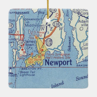 Ornement En Céramique Carte Vintage de Newport RI