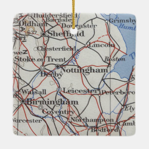 Ornement En Céramique Carte Vintage de Nottingham Angleterre