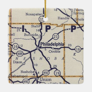 Ornement En Céramique Carte Vintage de Philadelphie MS
