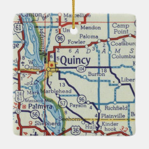 Ornement En Céramique Carte Vintage de Quincy IL