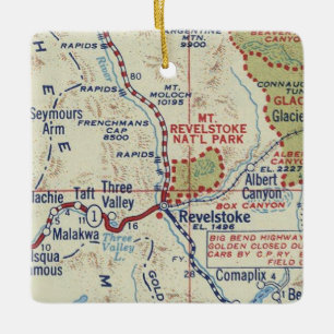 Ornement En Céramique Carte Vintage de Revelstoke