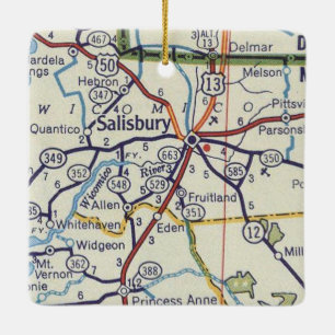 Ornement En Céramique Carte Vintage de Salisbury MD