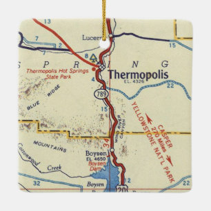 Ornement En Céramique Carte Vintage de Thermopolis WY