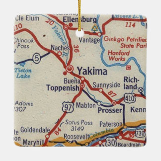 Ornement En Céramique Carte Vintage de Yakima WA
