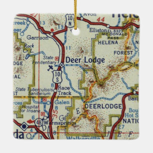 Ornement En Céramique Carte Vintage Deer Lodge MT