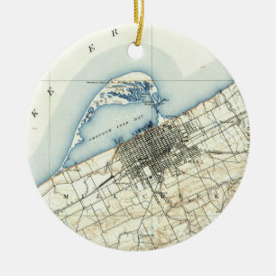 Ornement En Céramique Carte vintage d'Erie Pennsylvanie (1899)