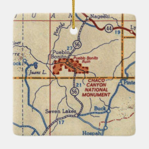 Ornement En Céramique Carte Vintage du Chaco Canyon