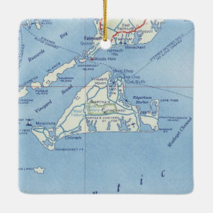 Ornement En Céramique Carte Vintage du vignoble de Marthas