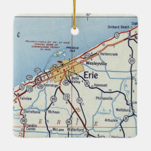 Ornement En Céramique Carte Vintage Erie PA