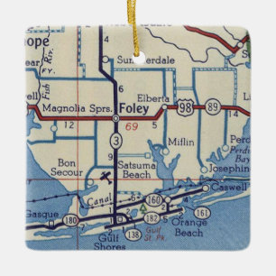 Ornement En Céramique Carte Vintage Foley AL