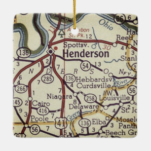 Ornement En Céramique Carte Vintage Henderson KY