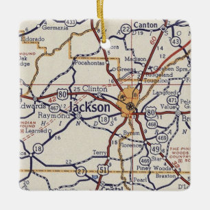 Ornement En Céramique Carte Vintage Jackson MS