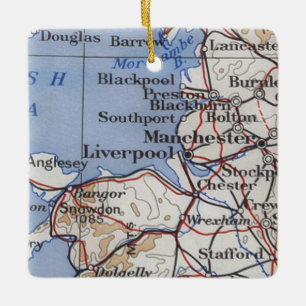 Ornement En Céramique Carte Vintage Liverpool England