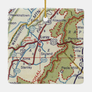 Ornement En Céramique Carte Vintage Luray VA