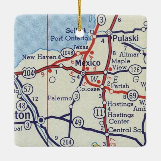 Ornement En Céramique Carte Vintage Mexique NY (Dos)