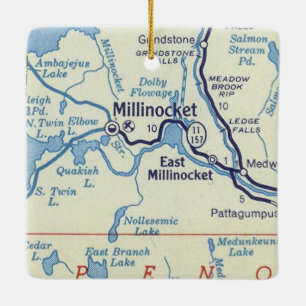 Ornement En Céramique Carte Vintage Millinocket ME