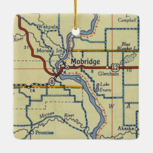 Ornement En Céramique Carte Vintage Mobridge SD