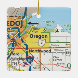 Ornement En Céramique Carte Vintage Oregon Ohio