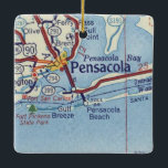 Ornement En Céramique Carte Vintage Pensacola FL<br><div class="desc">L'ornement de Noël Pensacola FL a été réalisé avec une carte vintage des années 1950,  avant les autoroutes inter-États.</div>