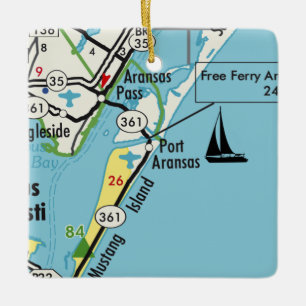 Ornement En Céramique Carte Vintage Port Aransas TX