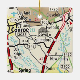 Ornement En Céramique Carte Vintage Splendora TX