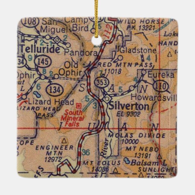 Ornement En Céramique Carte Vintage Telluride (Dos)