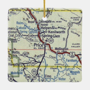 Ornement En Céramique Carte Vintage Utah de prix