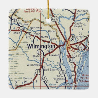Ornement En Céramique Carte Vintage Wilmington NC